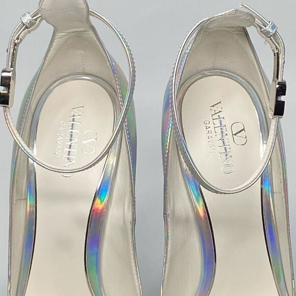 Valentino Garavani Tan-Go 155 iridescent patent-leather platform pumps size 39.5 - Picture 12 of 16